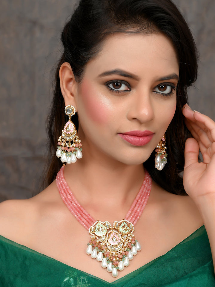 Pink Pearl Poetry Choker Necklace Set
