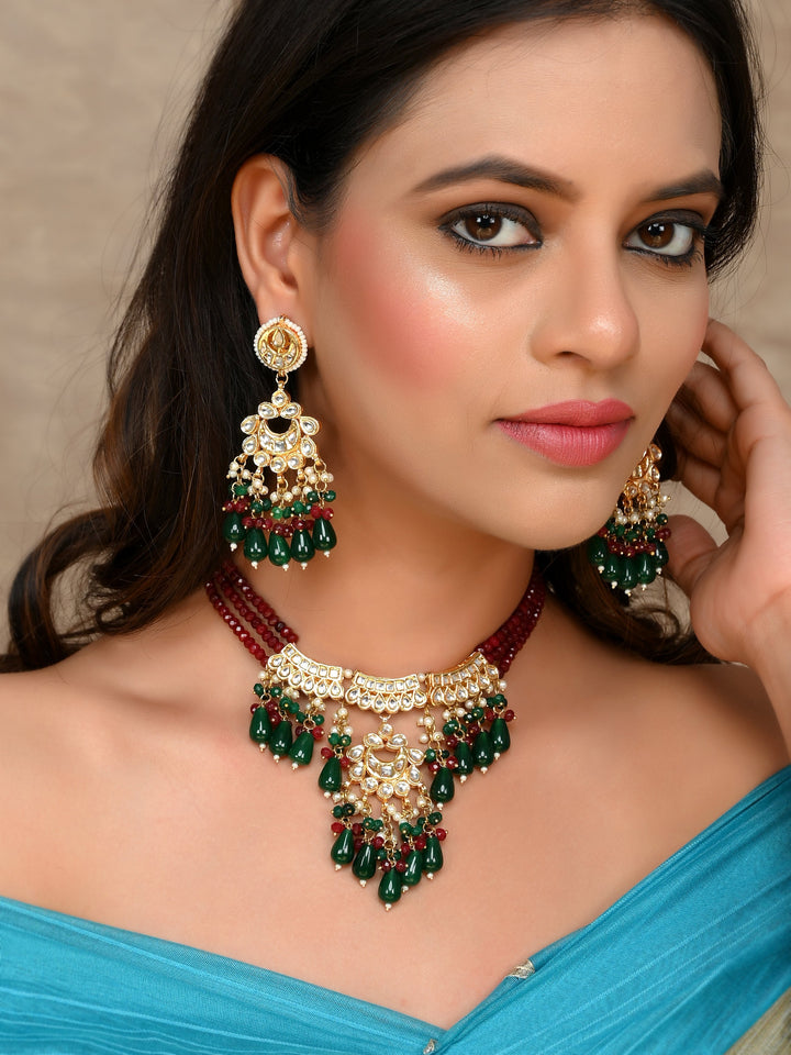 Dastoor Ruby Fern Elegance Choker Necklace Set