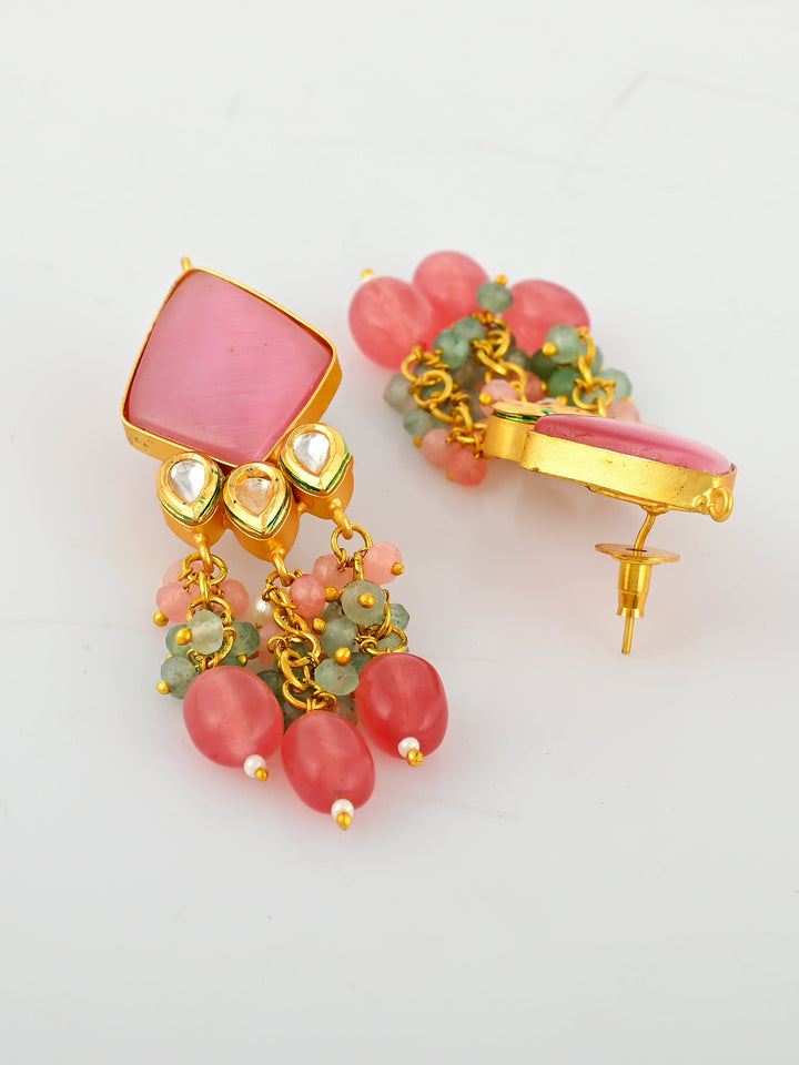 Pink Jewel Cascade Choker Necklace Set