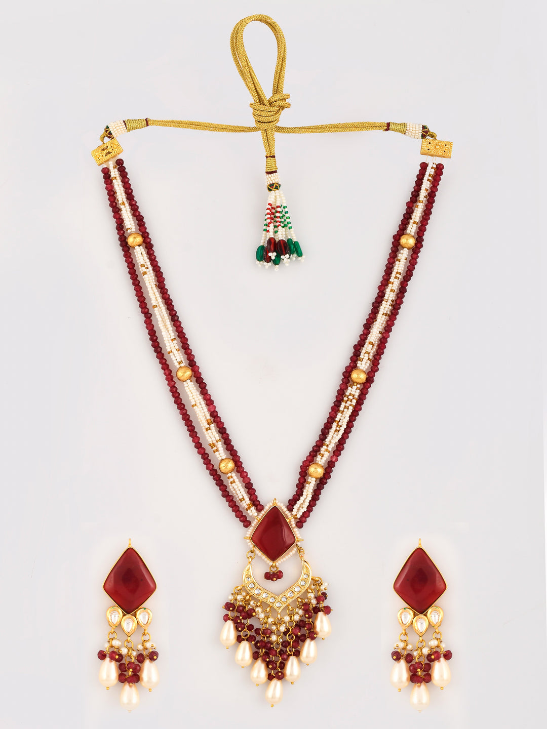 Dastoor Ruby Radiance Strand Necklace Set