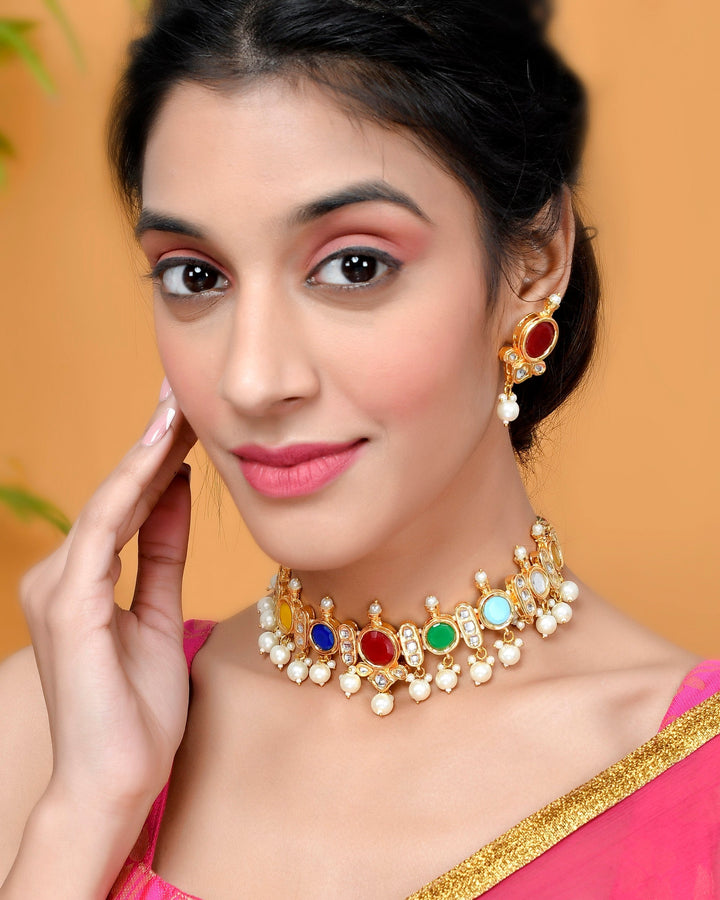 Dastoor MultiKundan Choker Set