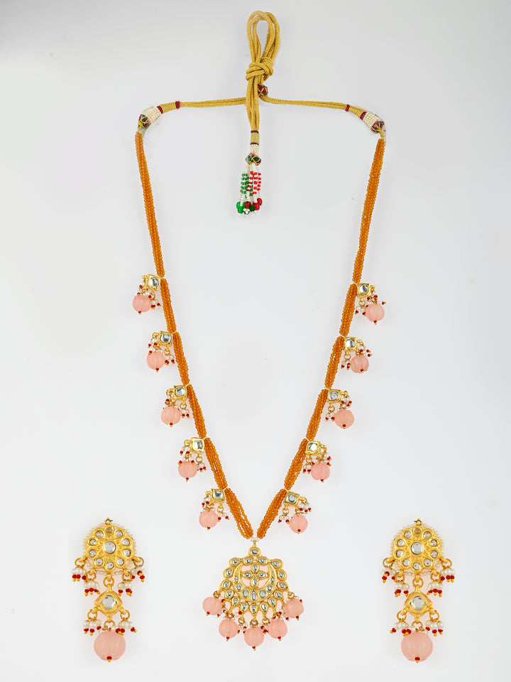 Golden Grace Elongated Kundan Necklace