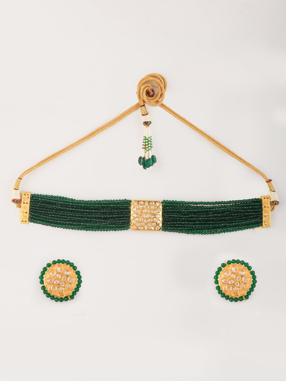 Superb Brilliant Green Choker Necklace Set