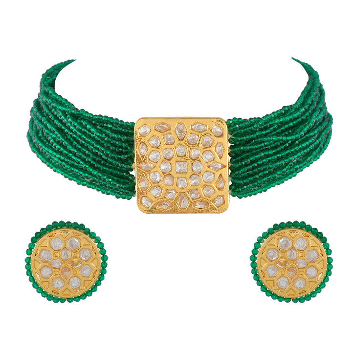 Superb Brilliant Green Choker Necklace Set