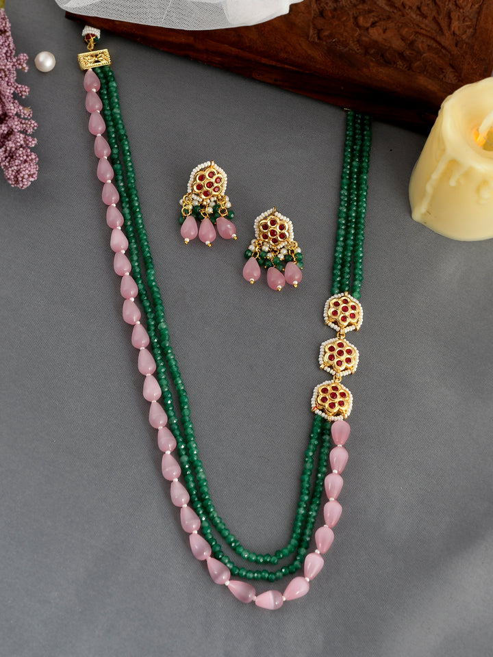 Peach Perfection Kundan Draped Necklace set