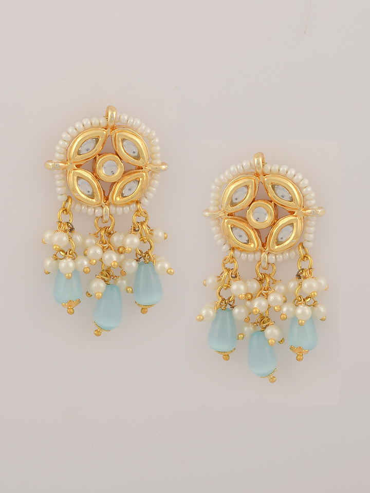Dastoor Gold-Plated Turquoise Jewellery Set