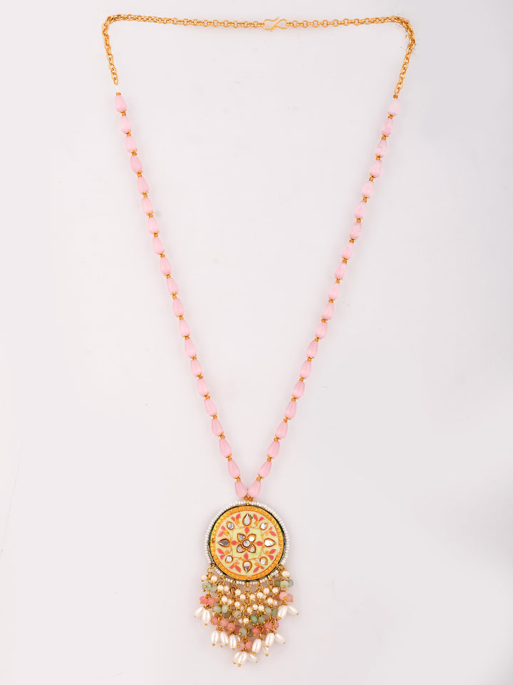 Peachy minakar Kundan Cascade Necklace set