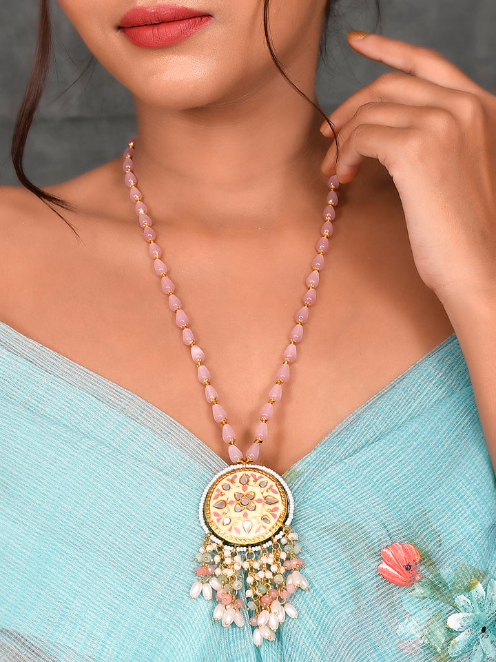 Peachy minakar Kundan Cascade Necklace set