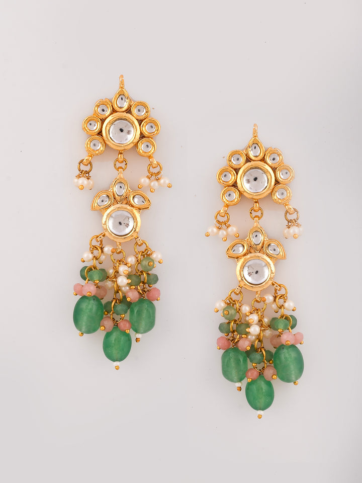 Dastoor  Pink Kundan-Studded  Beaded Jewellery Set