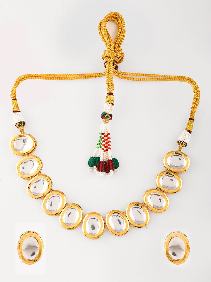 DASTOOR Gold-Plated Kundan Jewellery Set