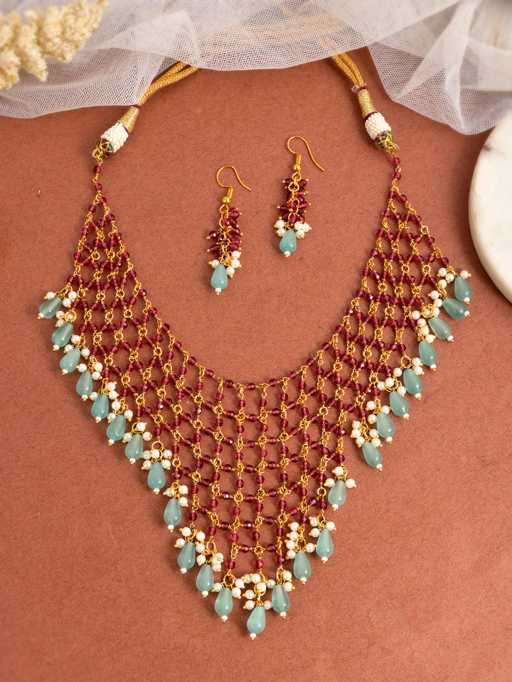 Garnet Glamour Choker Necklace Set