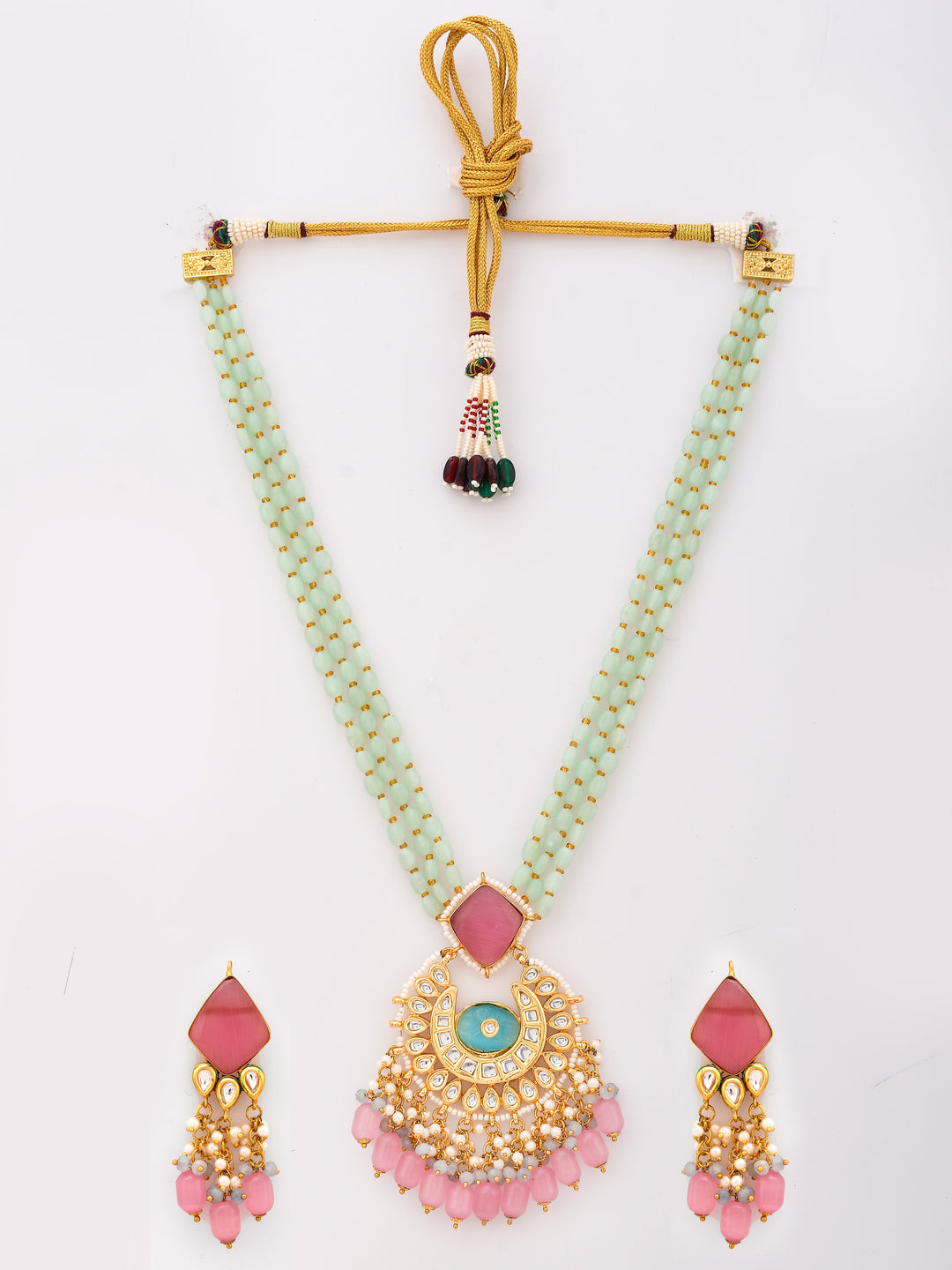Gleaming Kundan Cascade Necklace Set