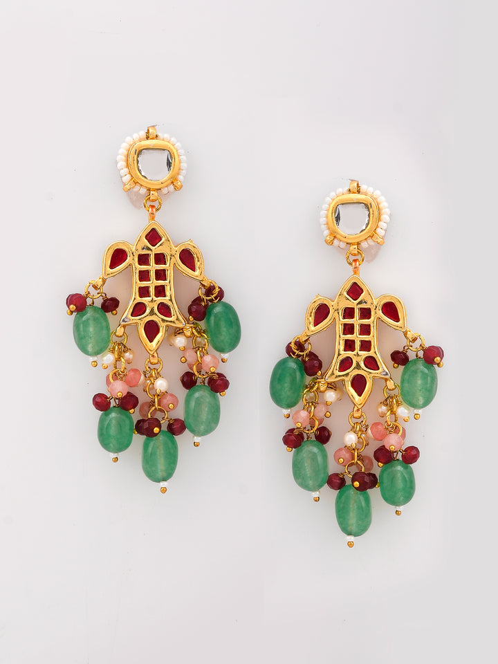 Pastel Green Gemstone Drape Necklace Set