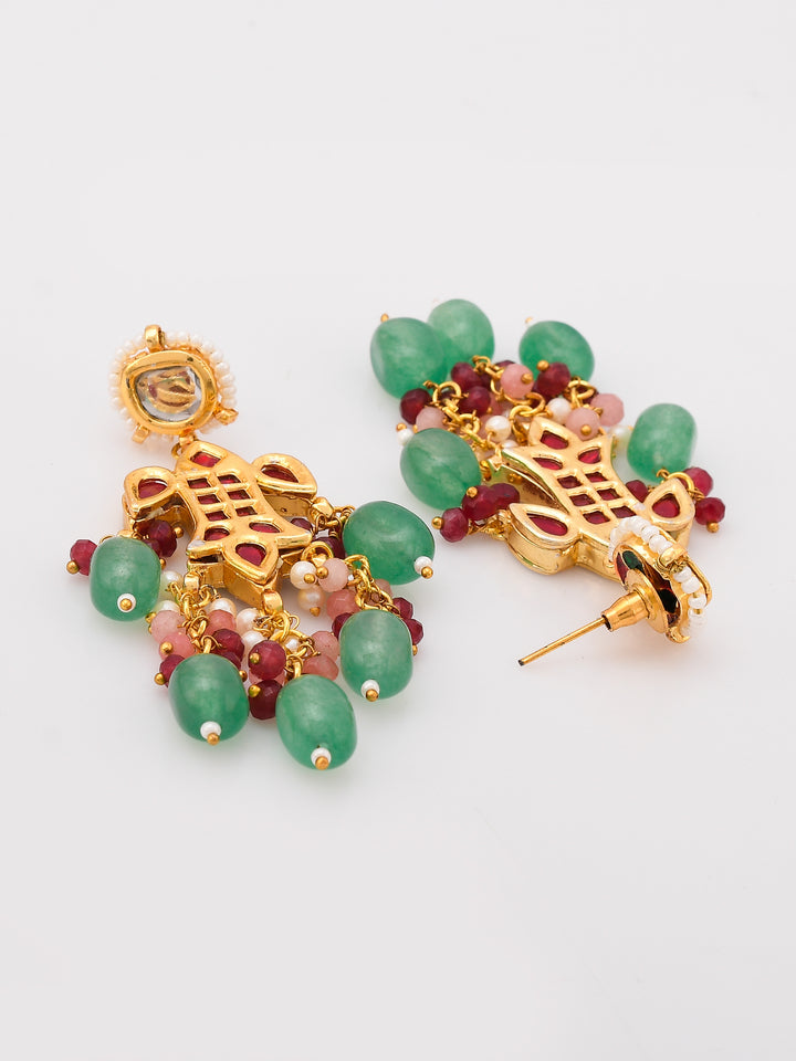 Pastel Green Gemstone Drape Necklace Set