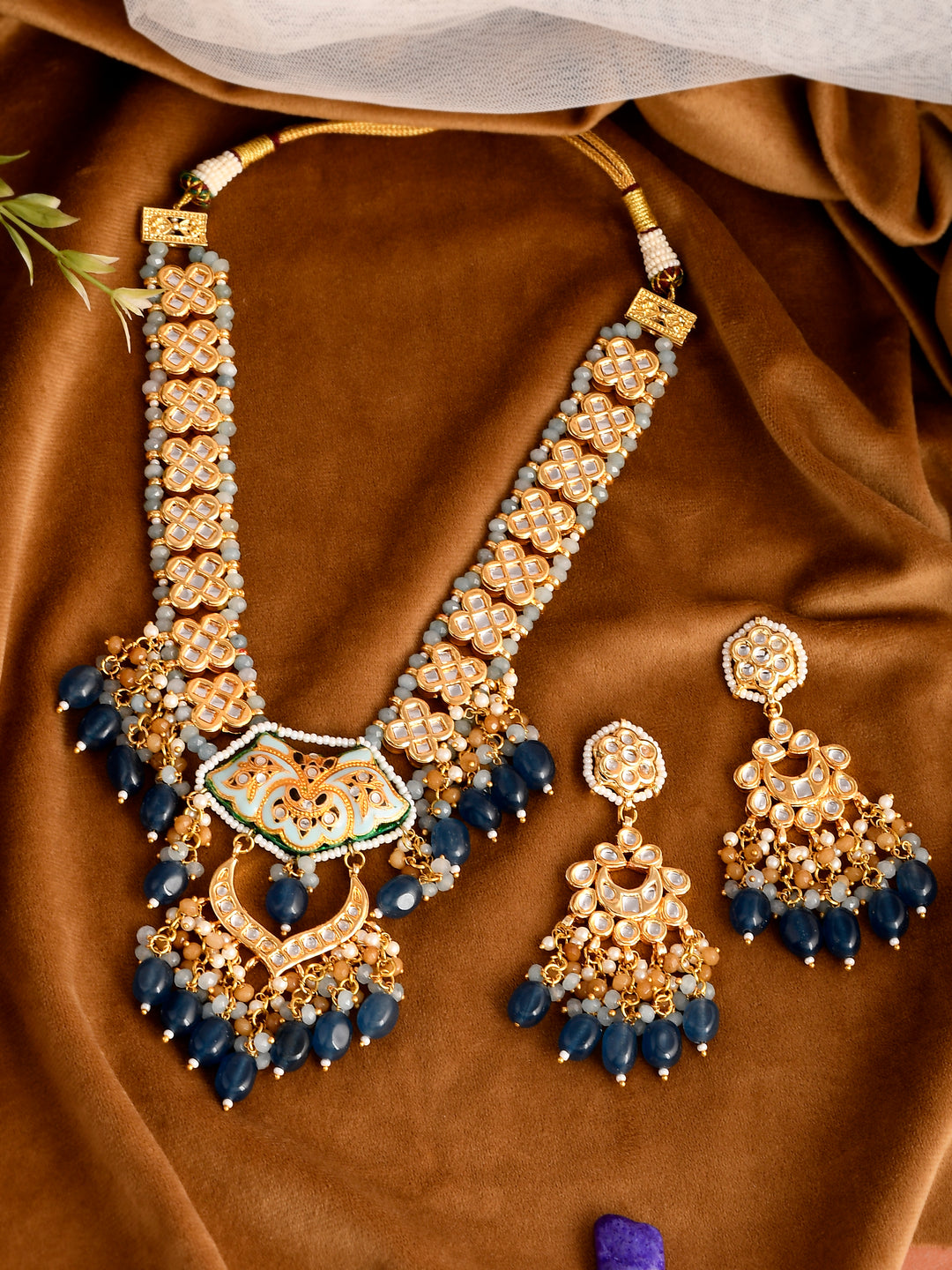 Minakari Mosaic Turquoise Choker Necklace Set