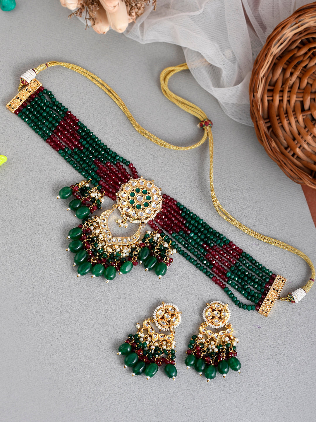 Enchanted Green Gem Necklace Set