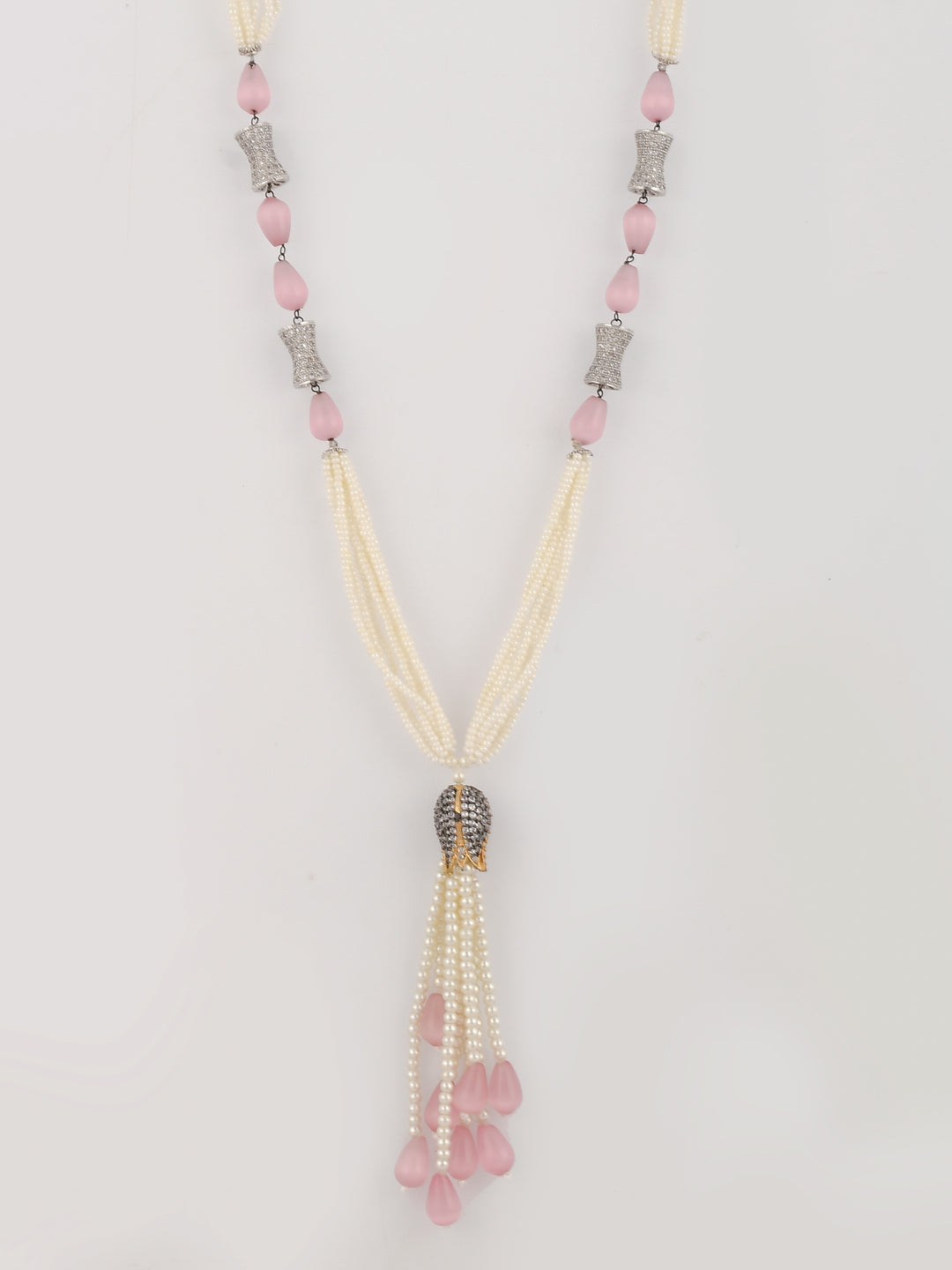 Dastoor Pink  Silver-Toned Brass Silver-Plated Necklace