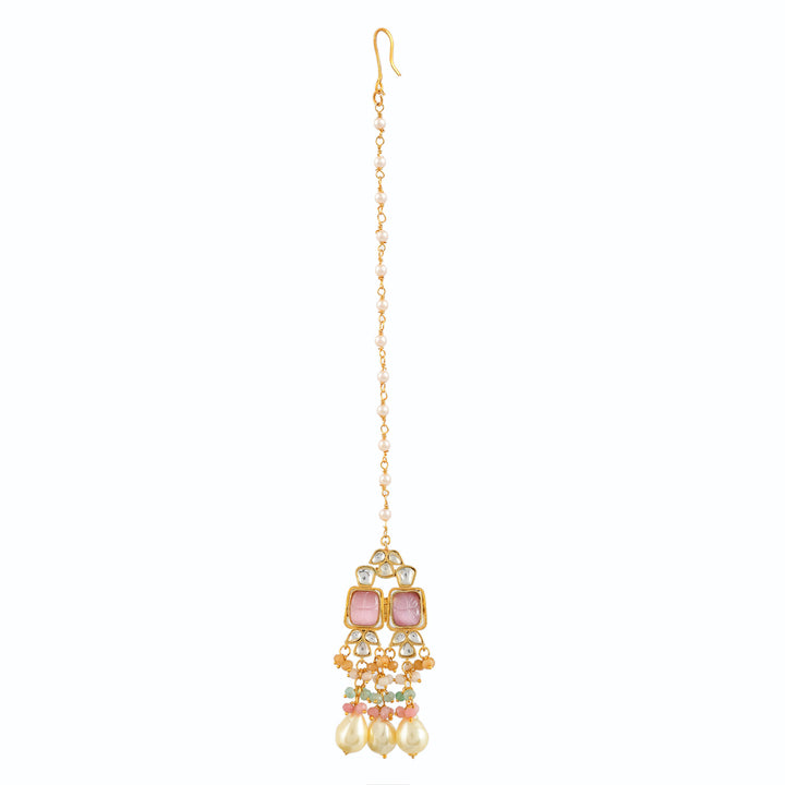 Dastoor Abstract Handmade Genuine Rhenish Choker Necklace Set With Mangtikka
