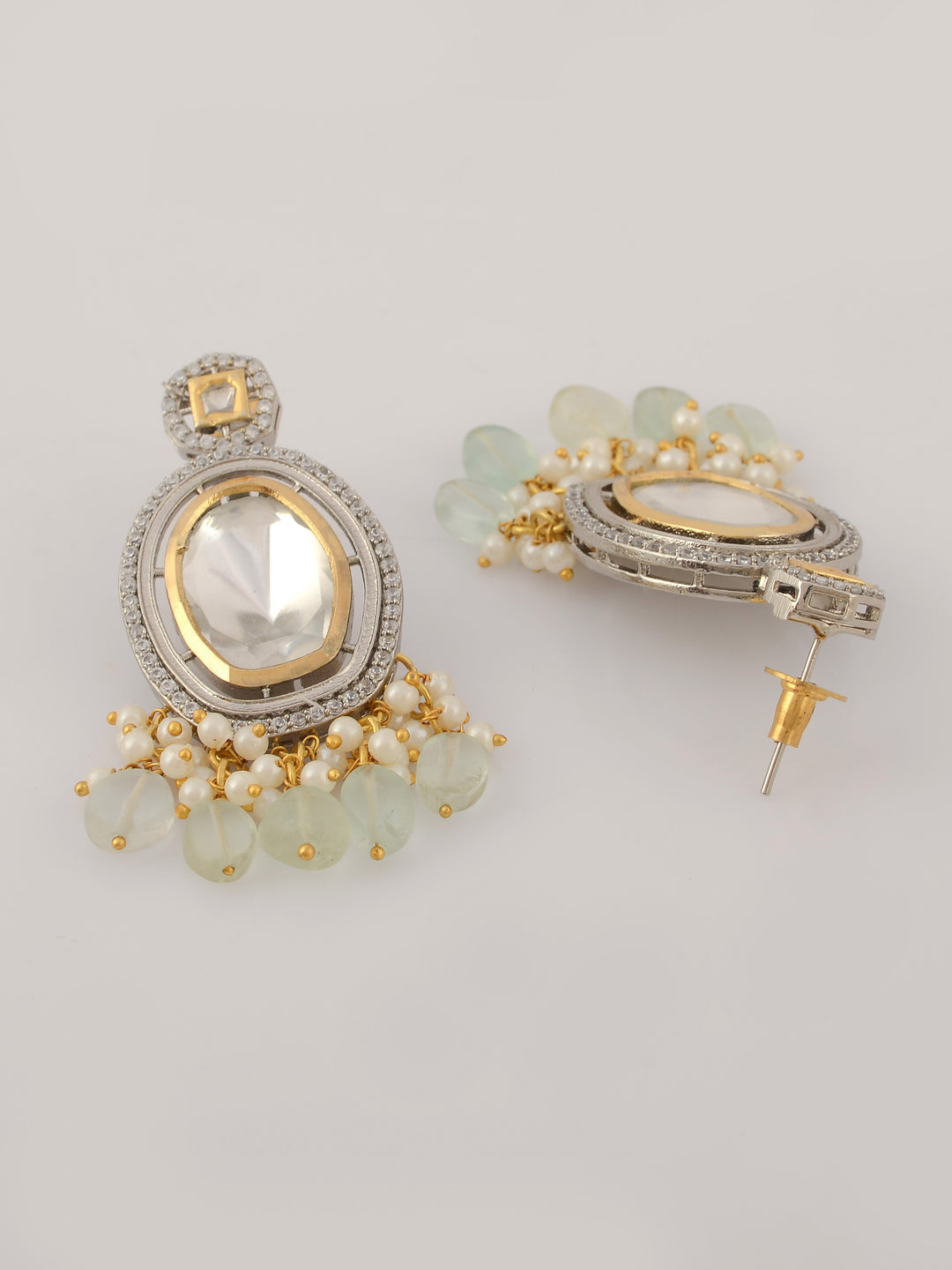Dastoor Gold-Plated  White Kundan-Studded  Beaded Jewellery Set