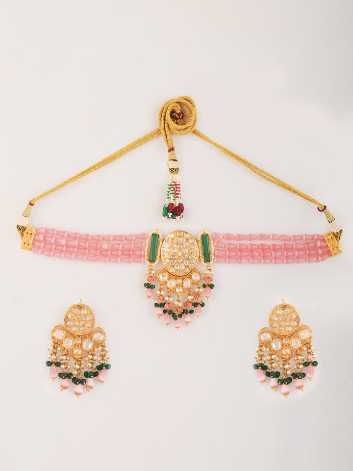 Polki Kundan Carvin Stone Necklace Set