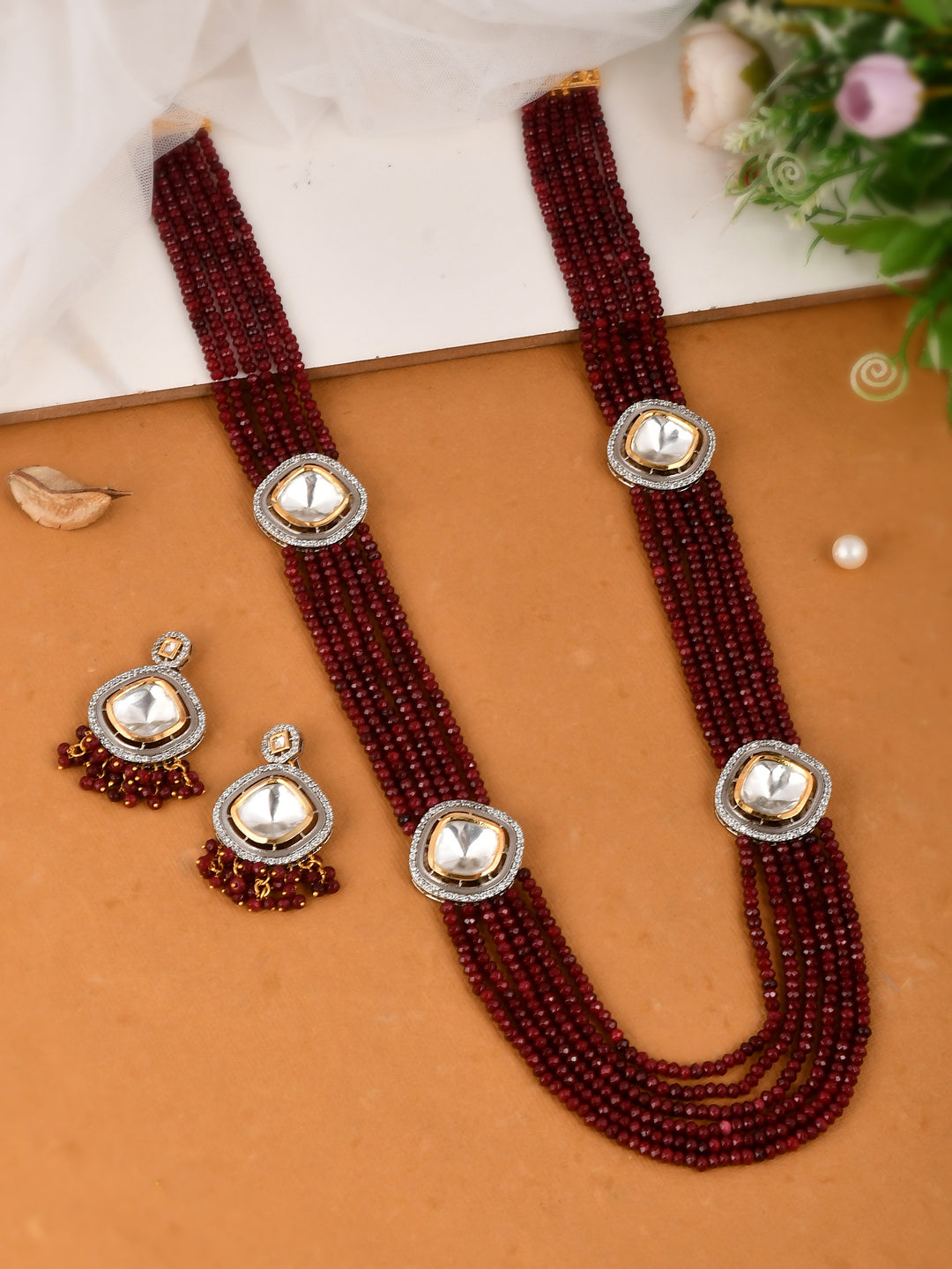 Polki Kundan Antique Polish Necklace Set