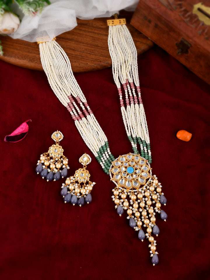 Dastoor Kundan Partywear Long Necklace set