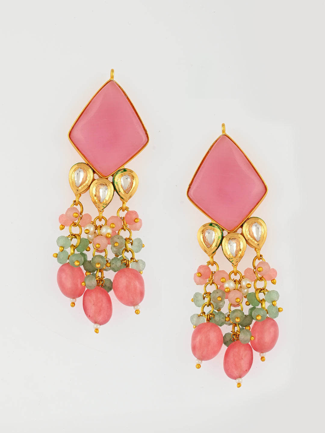 Pink Jewel Cascade Choker Necklace Set