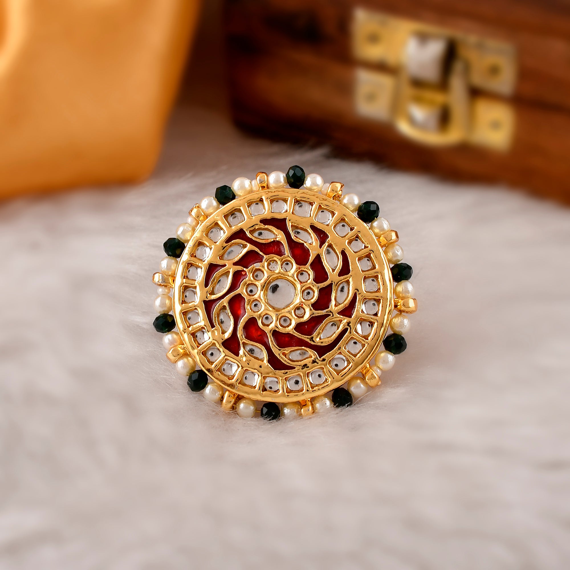 Classic Meenakari 22k Gold Ring – Andaaz Jewelers