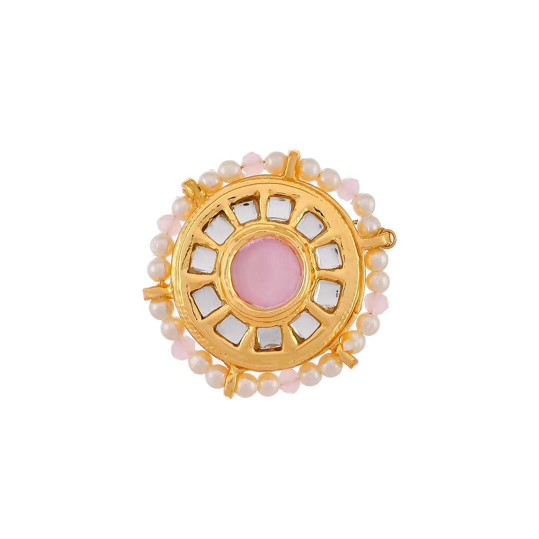 DASTOOR Gold-Plated White Kundan Studded Ring